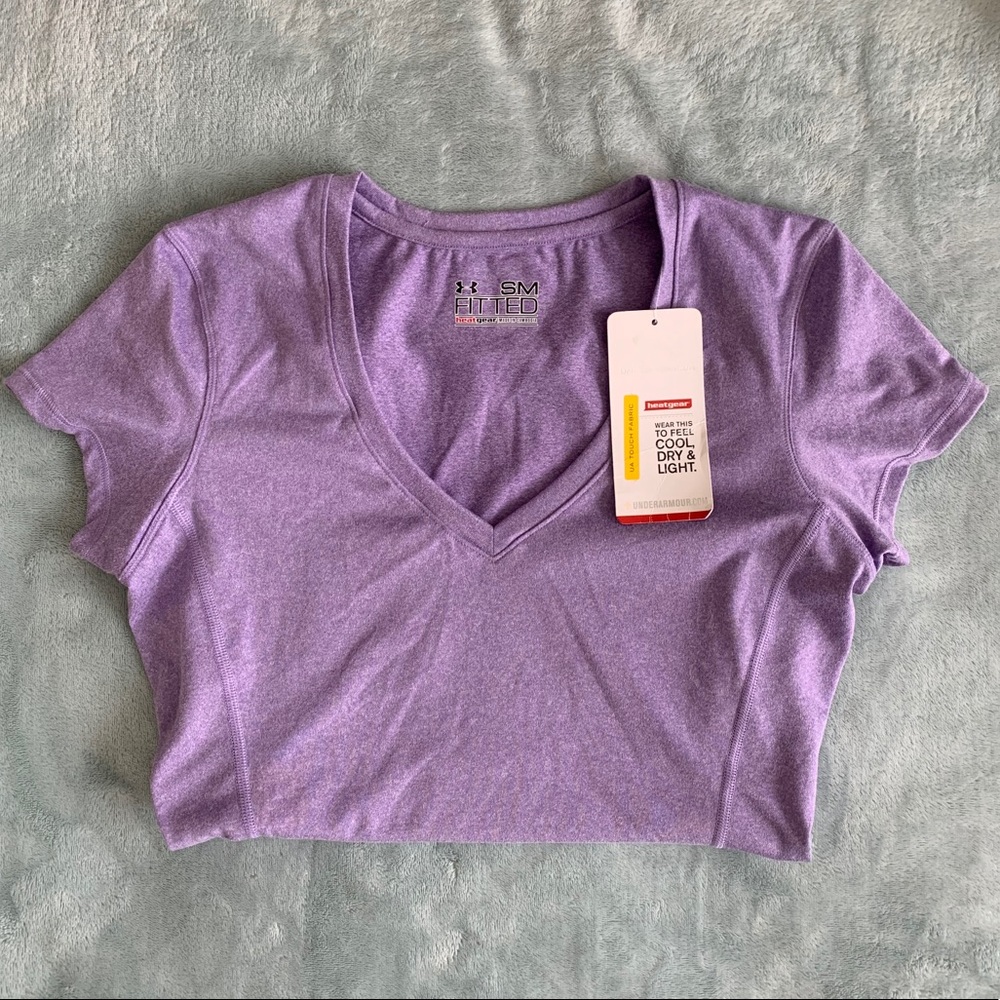 Under Armour Fitted Small Purple V Neck Tee